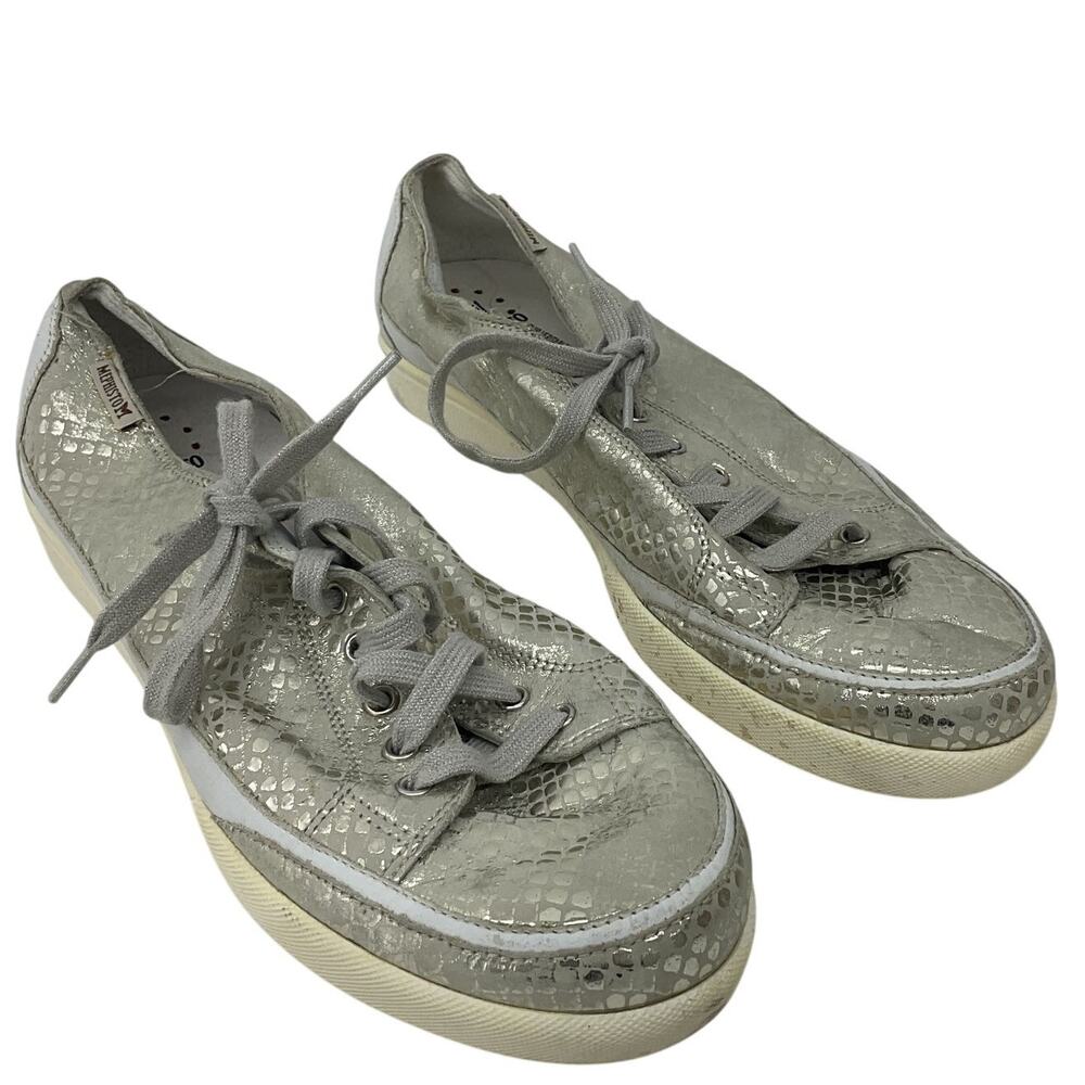 Mephisto Women's Metallic Silver Snakeskin-Texture Athletic Sneakers
